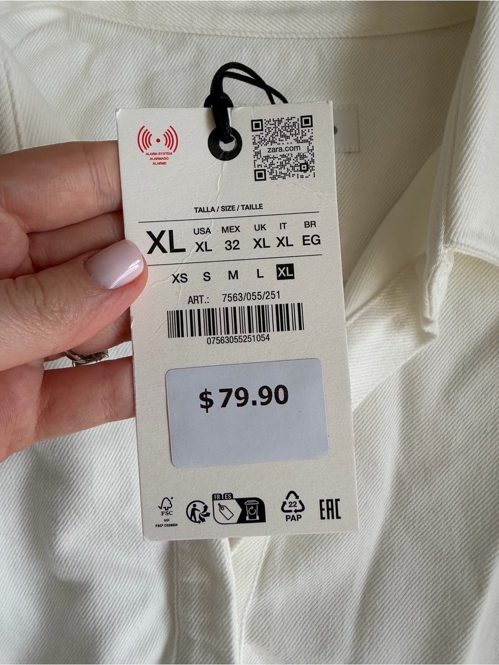 Zara ZW Collection White Denim Puff-Sleeve Button-Front Top - Picture 6 of 8